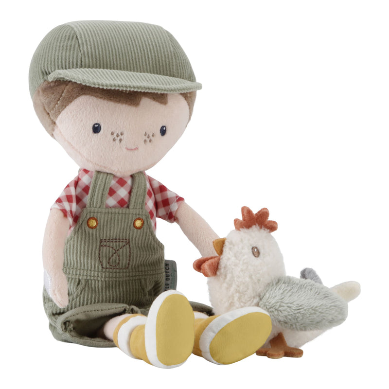 Kuschelpuppe "Farmer Jim mit Huhn" 35cm