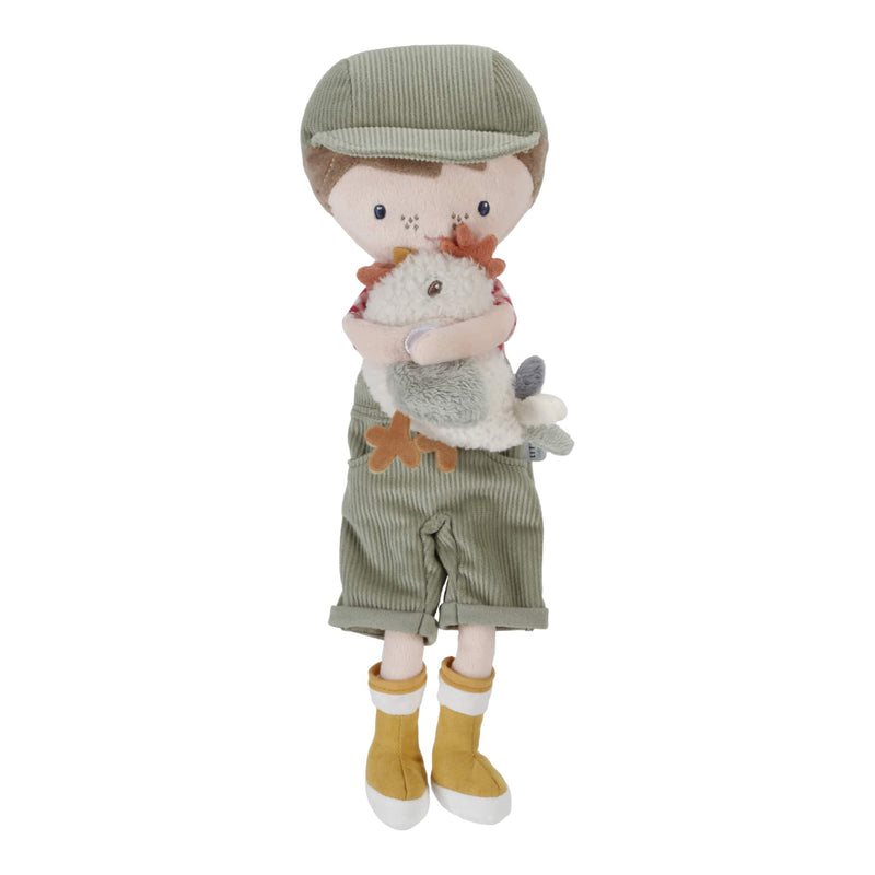 Kuschelpuppe "Farmer Jim mit Huhn" 35cm