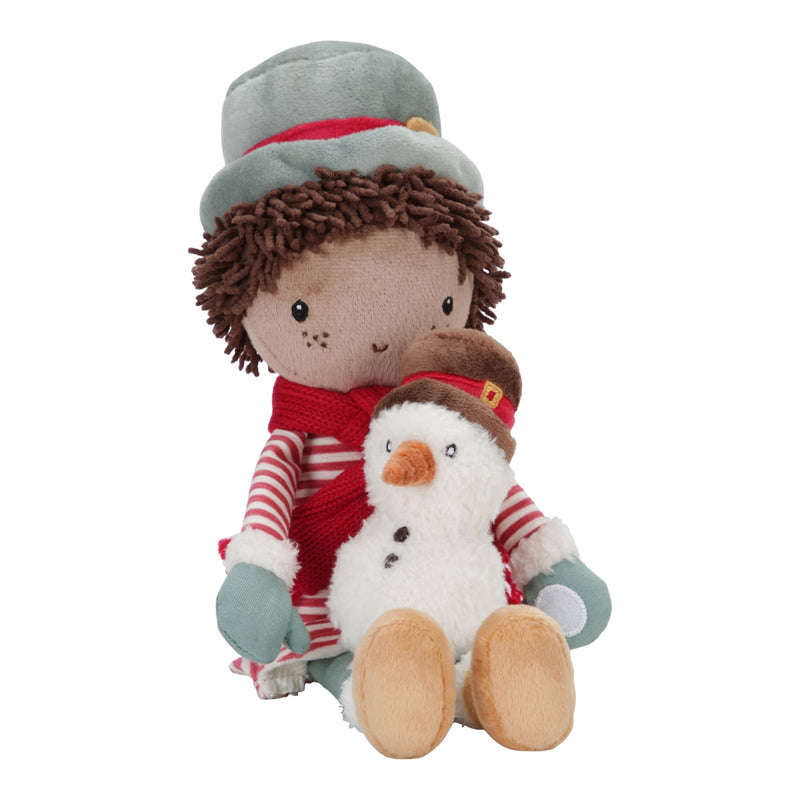 Kuschelpuppe Weihnachten "Jake mit Schneemann" 35cm