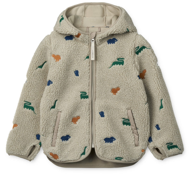 Plüschjacke für Kinder “Mara Pile Dinosaur / Mist embroidery"