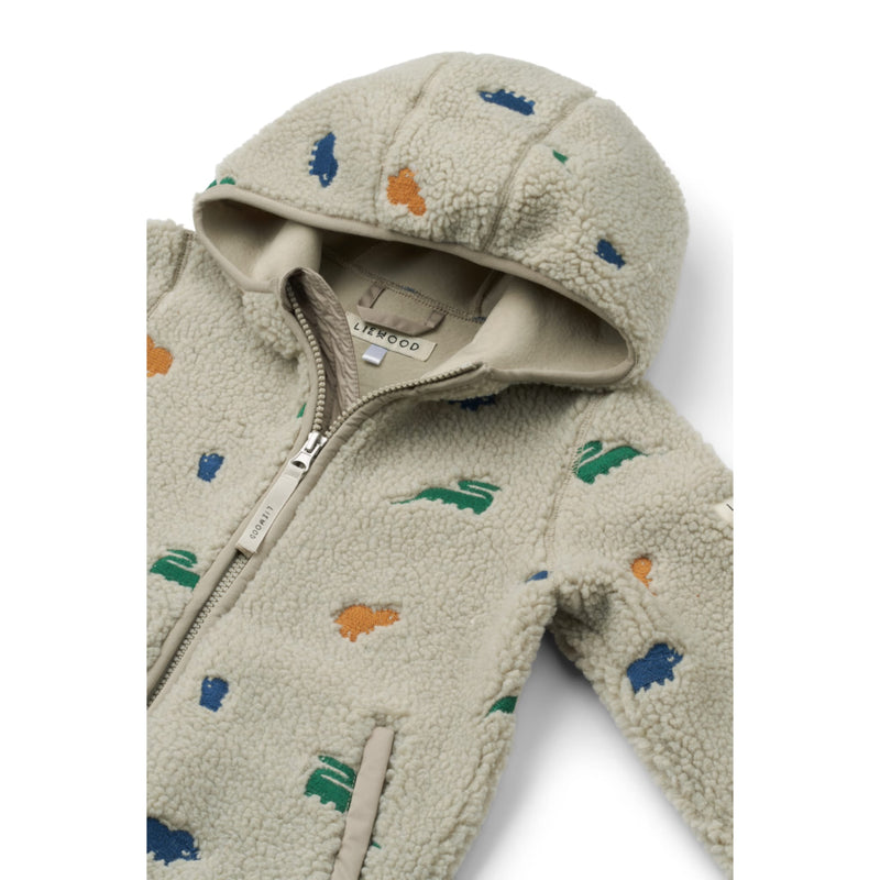 Plüschjacke für Kinder “Mara Pile Dinosaur / Mist embroidery"