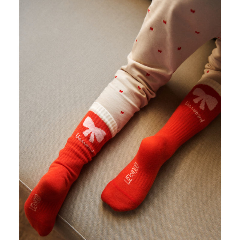 Kindersocken "Annette Holiday bow apple red / Sandy mix"