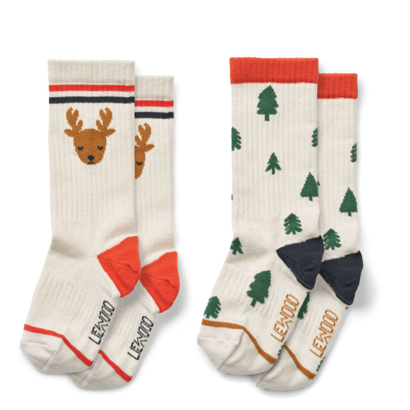 Kindersocken "Annette Holiday reindeer / Trees sandy mix"