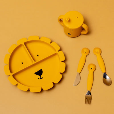 Kinderbesteck Set aus Silikon “Mr. Lion“ 3-teilig